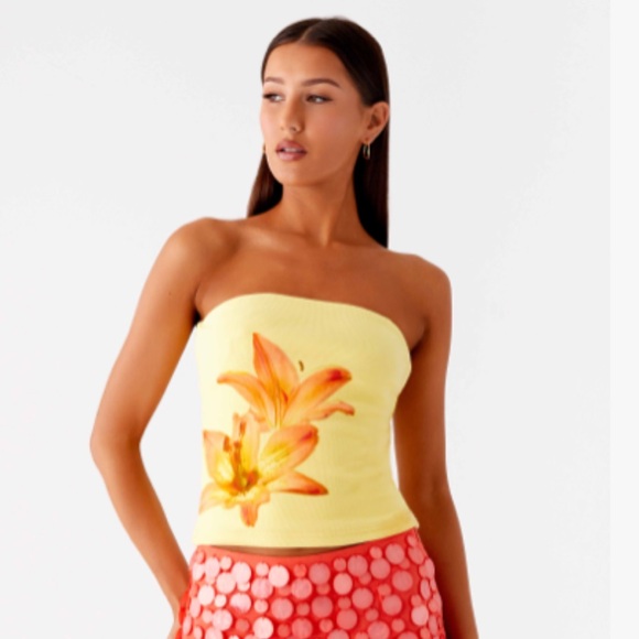 Peppermayo Tops - Peppermayo Yellow Floral Tube Top